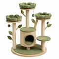 Árbol para gatos de madera con camas verdes y postes de sisal 120x60 cm