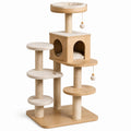 Árbol para gatos de madera y felpa beige