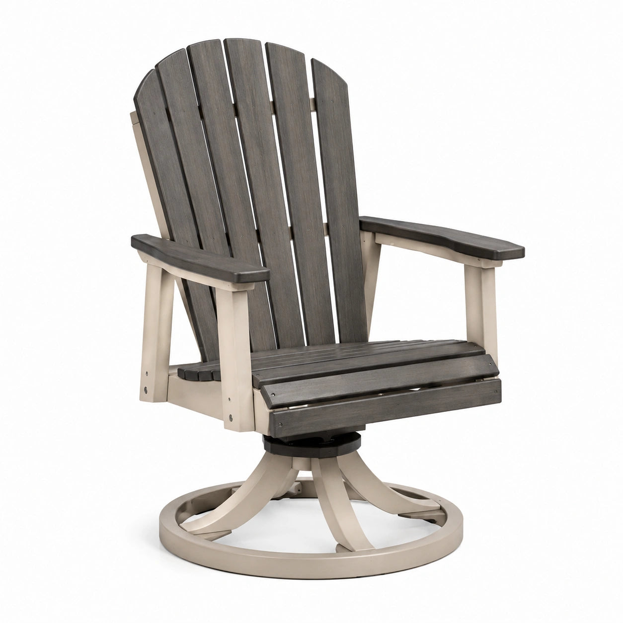 Silla giratoria de polietileno reciclado con base de aluminio gris y beige
