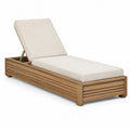 Tumbona de jardín en madera de teca con cojín beige