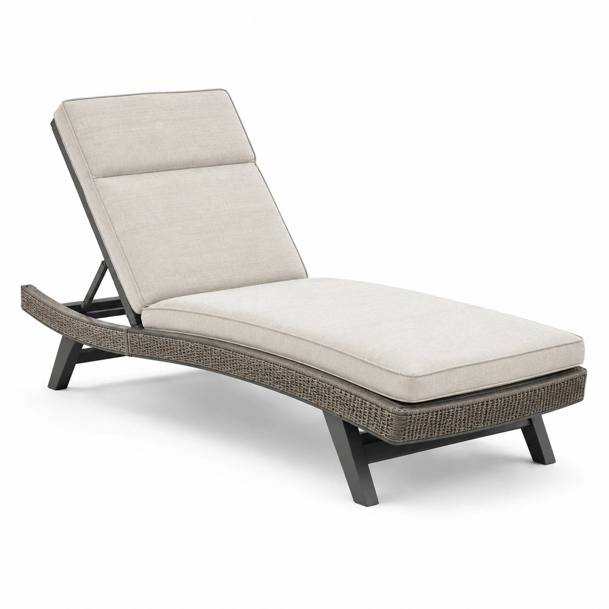 Tumbona de jardín de aluminio y resina sintética con cojines beige