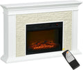 HOMCOM Chimeneas eléctricas, 120 × 24 × 80 cm, 1800W, blanco, HOMCOM Chimenea Eléctrica con Calefacción 1800W, 120x24x80 cm Blanco