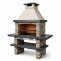 Barbacoa de ladrillo y piedra con parrilla de metal 145x70x210 cm