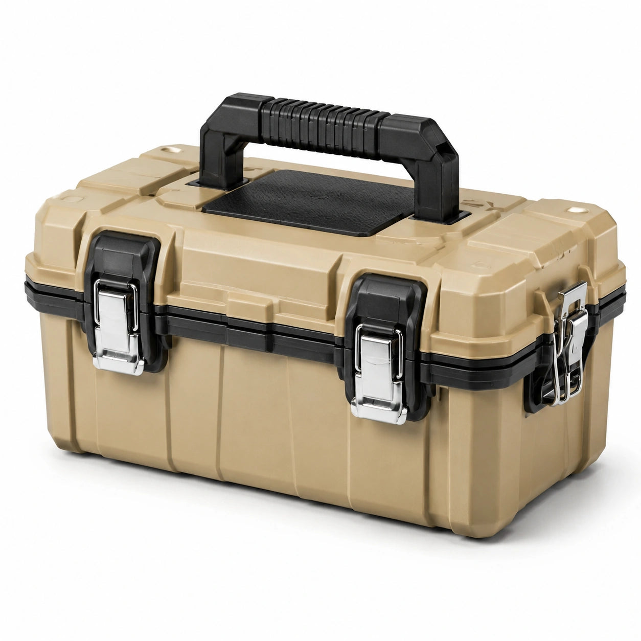 Caja de herramientas de plástico ABS beige con cierres metálicos 38x25x22 cm