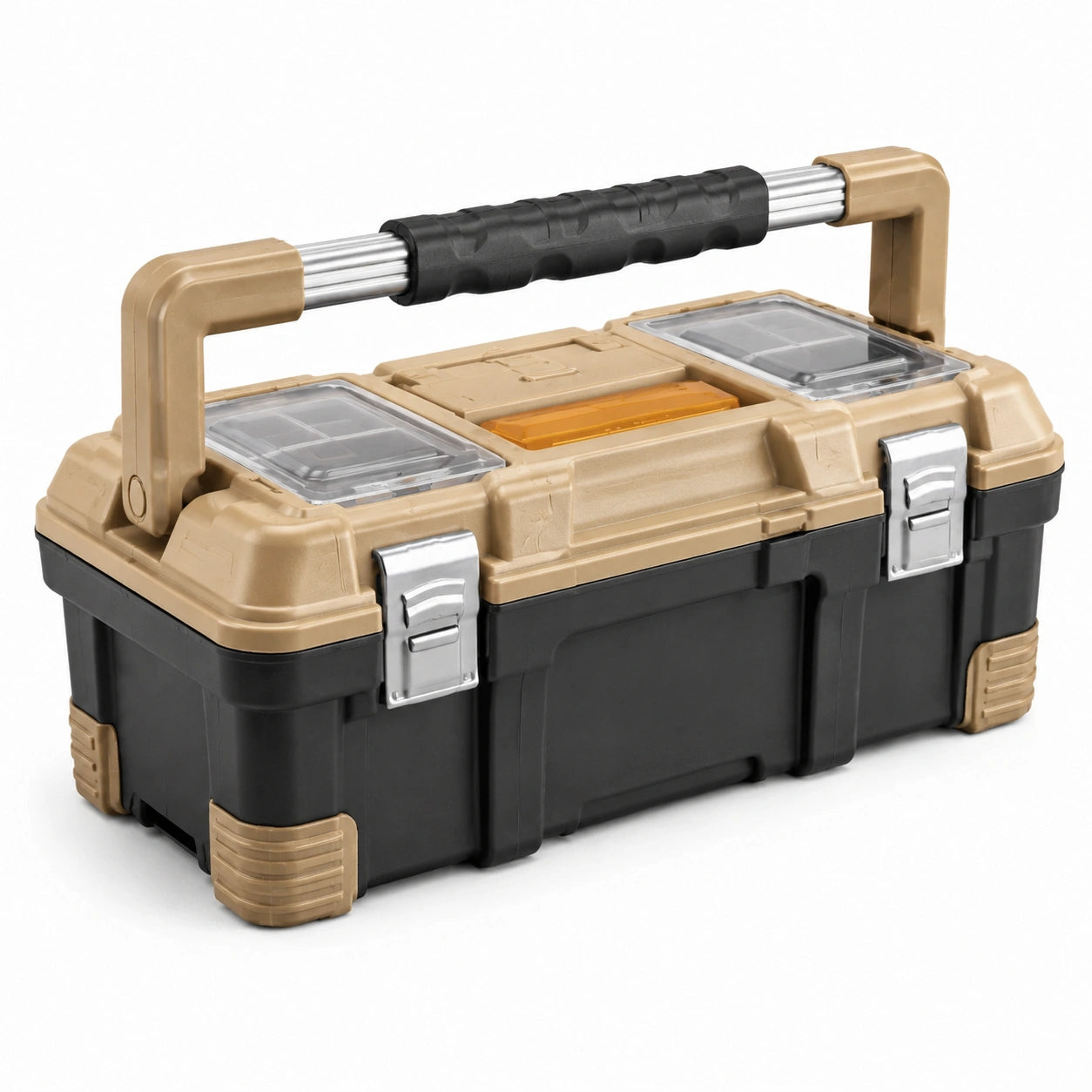 Caja de herramientas de plástico con organizadores 45x25x20 cm negro/beige