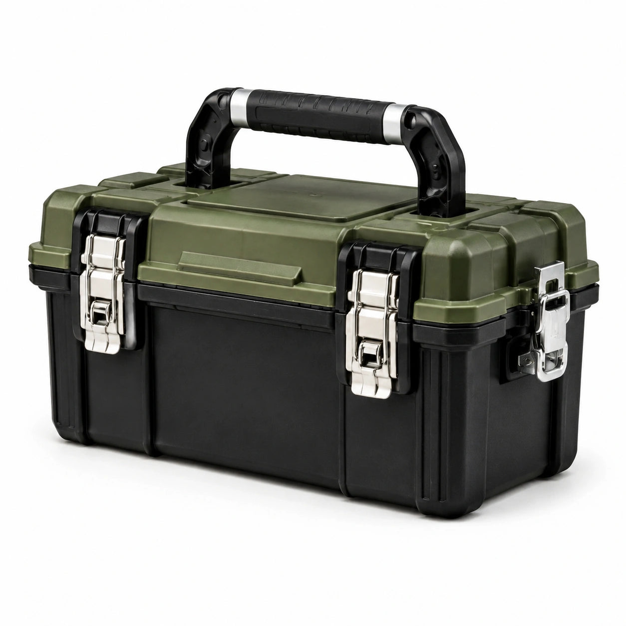 Caja de herramientas de plástico verde y negro 45x25x20 cm