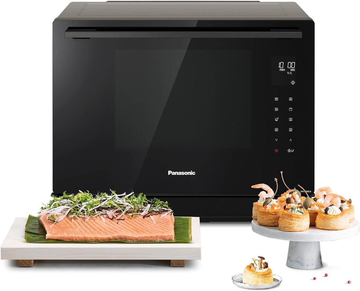 horno NN-CS88LBEPG, 31 L, negro, Panasonic, 36 Programas Automáticos, Cocción en 2 Etapas