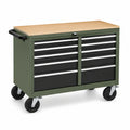 Carro de herramientas de acero con superficie de bambú y ruedas 120x60x90 cm