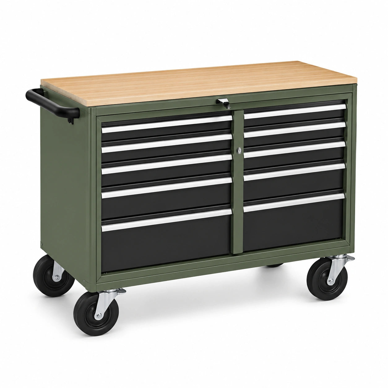 Carro de herramientas de acero con superficie de bambú y ruedas 120x60x90 cm
