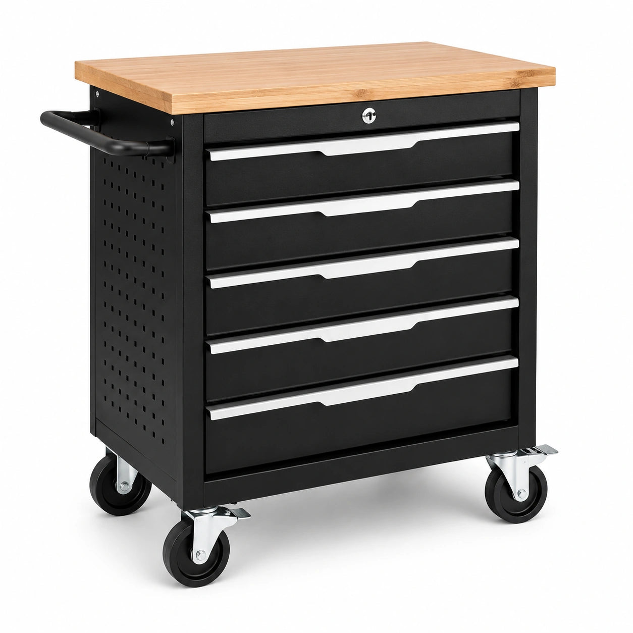Carro de herramientas de acero con superficie de bambú 85cm x 70cm x 45cm