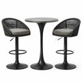 Set de bar con mesa redonda de MDF y taburetes de cuerda sintética negra