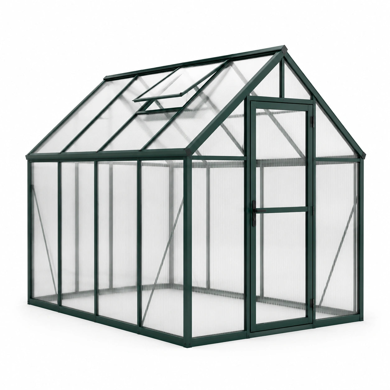 Invernadero de aluminio con paneles de policarbonato transparente 250x190x195 cm
