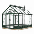 Invernadero de aluminio y vidrio templado verde oscuro 350x250x300 cm