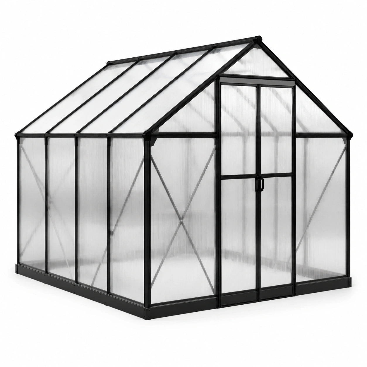 Invernadero de policarbonato con marco de aluminio negro 250cm x 185cm x 195cm