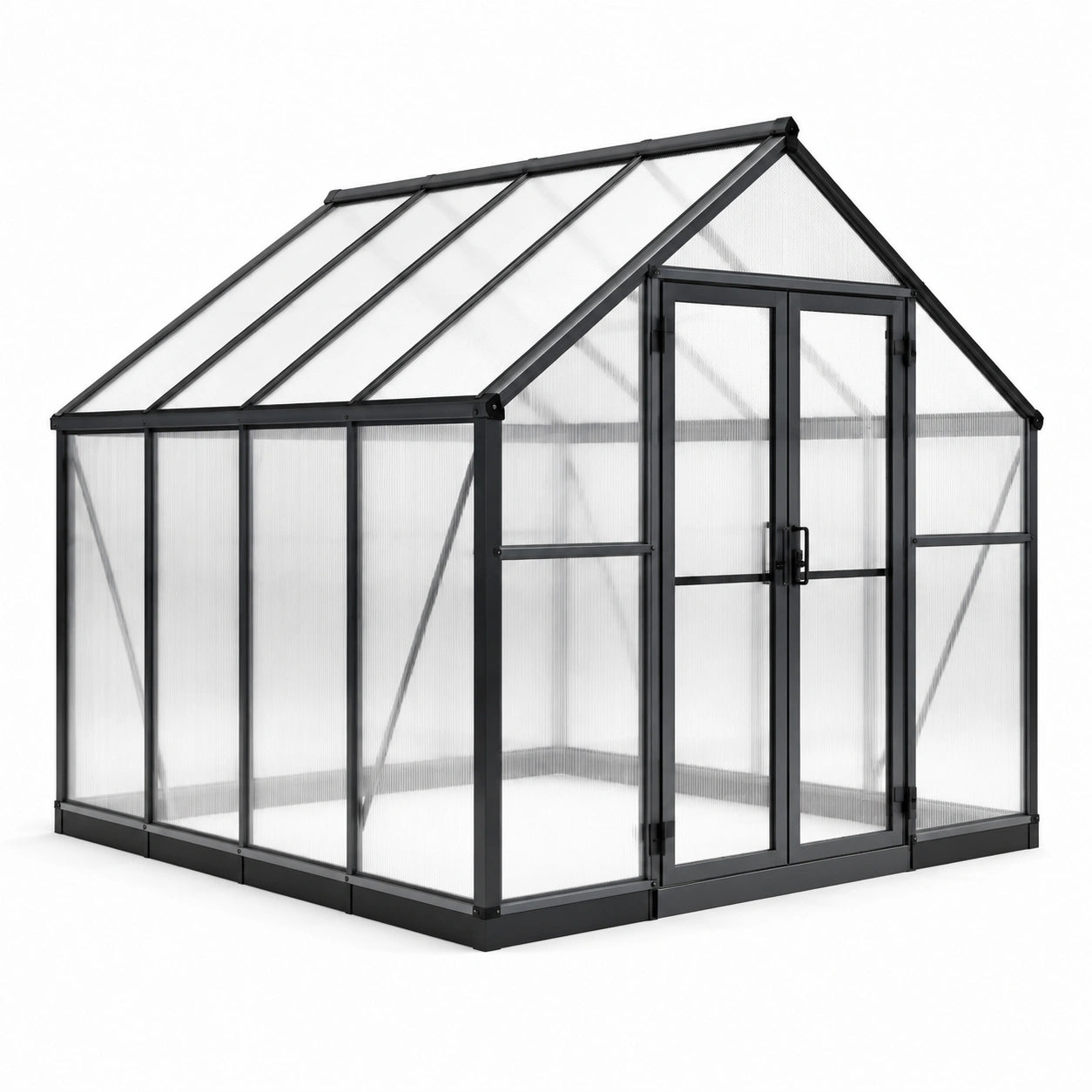 Invernadero de policarbonato con estructura de aluminio 250x185x195 cm