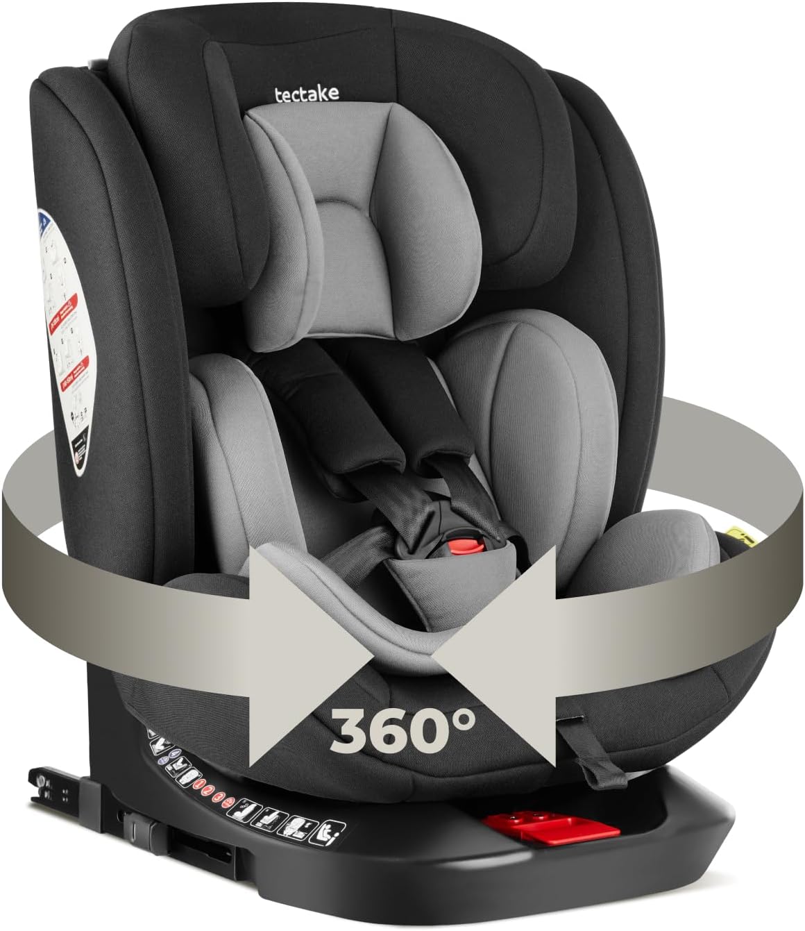 silla, 150 cm, regulable, tectake, Uso Desde el Nacimiento Hasta 150 cm, Homologada i-Size con ISOFIX y Top Tether, Hasta 18 Kg