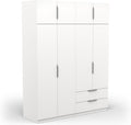 armario, 157,3 × 51,1 × 203 cm, con cajones, con estantes, madera, blanco, Demeyere, 3 x 51, 1 x 203 cm