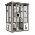 Jaula para gatos de madera con malla de acero 183x122x122 cm gris
