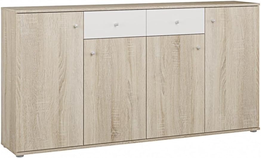 armario, 160 × 80 X 32 cm, con cajones, blanco, para el salón, Home Heavenly