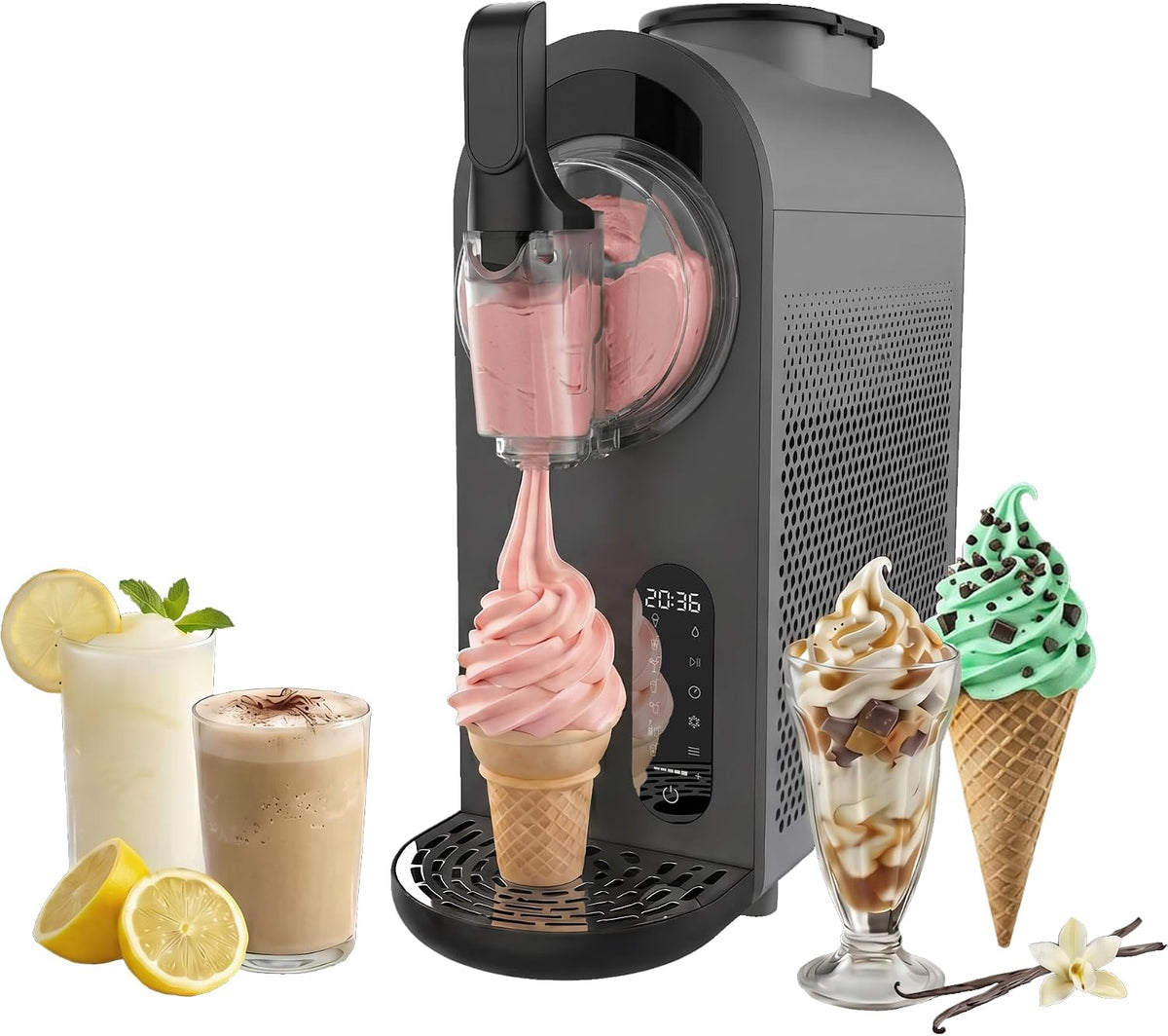 Heladeras, 1,5L, 210W, Cecotec, Cecotec Máquina de Granizados - Heladera - 1, 5L - Twist&Ice Cream B. 210W, 9 Modos Automáticos, Boquilla sin Goteo