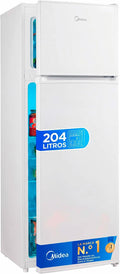 frigorífico, 140 cm, 204 L, 40dB, con iluminación LED, blanco, Midea, Capacidad 204 L, Nevera Pequeña con Congelador Low Frost de Bajo Consumo