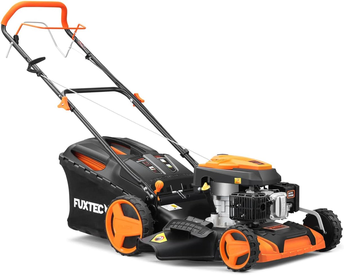Cortacéspedes rotativos FX-RM5196, 51 cm, 60L, FUXTEC, FUXTEC FX-RM5196 Cortacésped de Gasolina 4 en 1 con Edge-Cut, 51 cm de Ancho de Corte