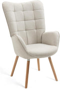 sillón, 66 × 71 × 109 cm, madera, tela, beige, para el salón, MEUBLE COSY, 66x71x109 cm