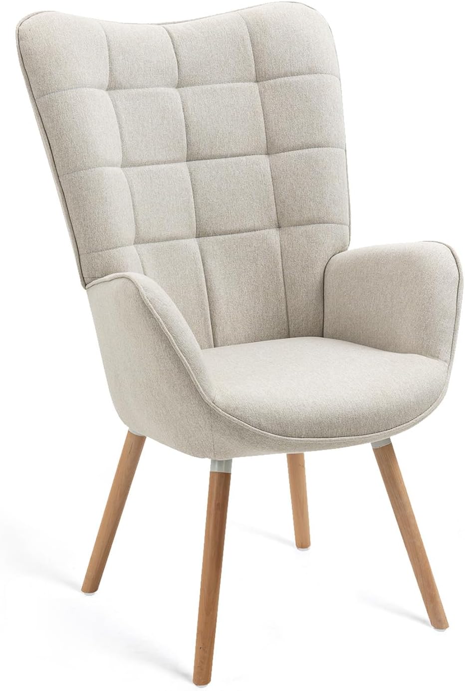 sillón, 66 × 71 × 109 cm, madera, tela, beige, para el salón, MEUBLE COSY, 66x71x109 cm