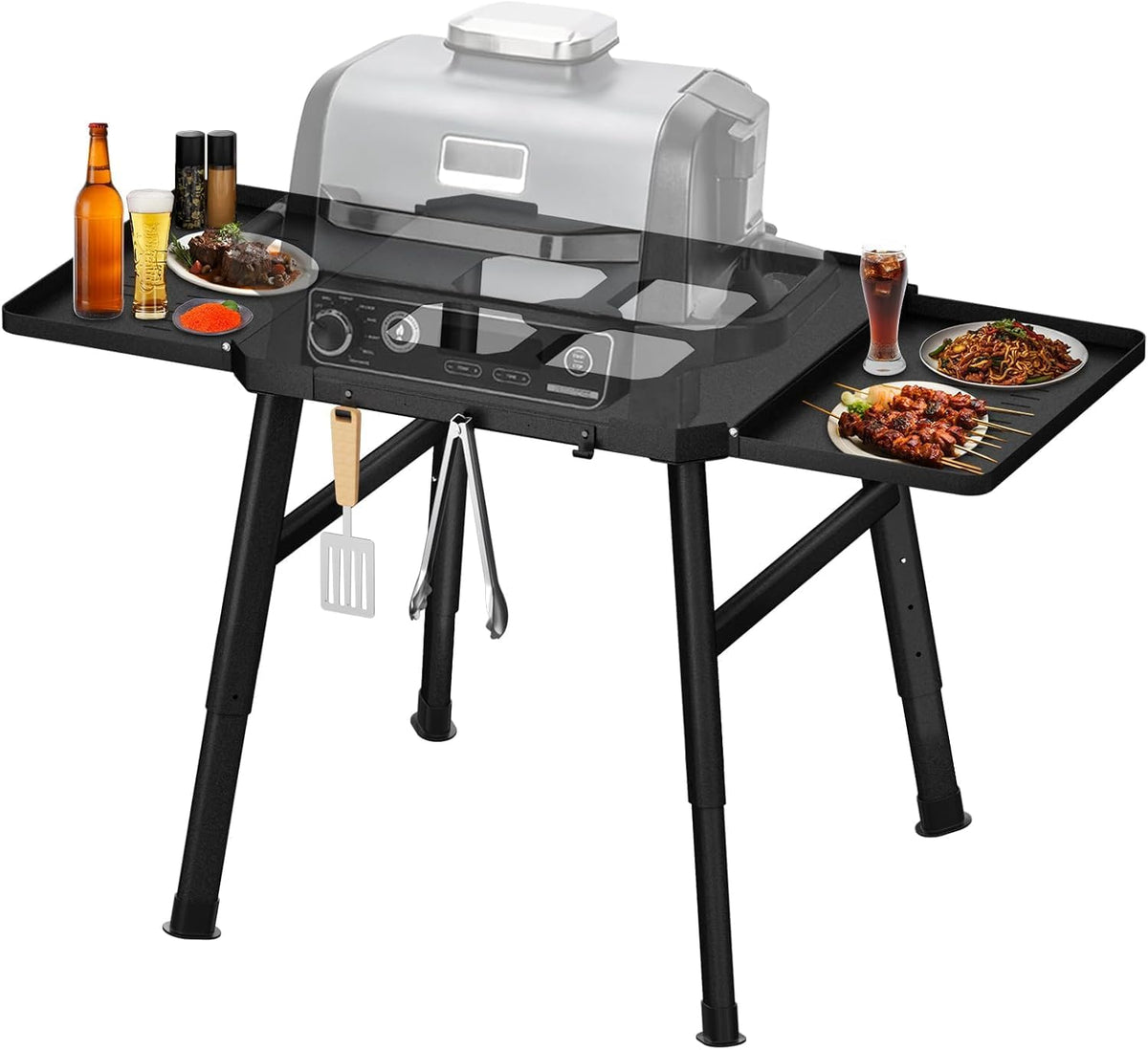 Ninja horno para pizza, 71,9 cm, Soporte para barbacoa de horno exterior Ninja Woodfire serie, soporte móvil con mesa auxiliar