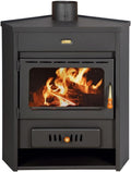 horno W12, 150 mm, Prity, Wood Burning Corner Stove with Boiler for Central Heating