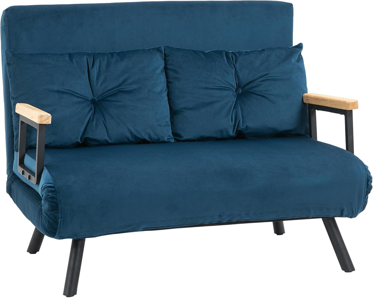 HOMCOM sofá, 102 × 73 × 81 cm, plegable, azul