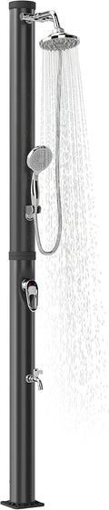 Outsunny Duchas de jardín, 42 × 11 × 215 cm, 20L, 60 °C, negro, para el jardín