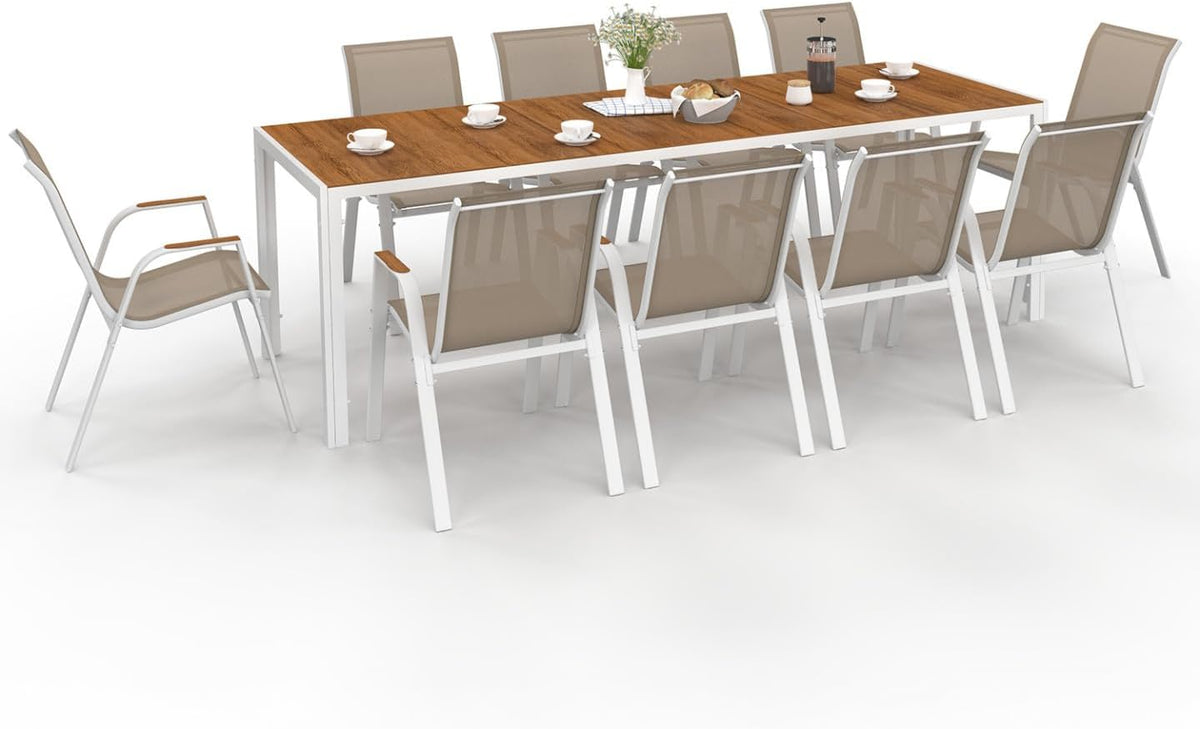 silla, 240 cm, madera, vidrio, blanco, para el jardín, IDMarket