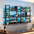 Botelleros, 140 × 22 × 120cm, con iluminación LED, con estantes, metal, para la cocina, DSVONAUS