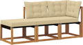 vidaXL sofá, 3 unidades, madera, beige, para el jardín, ¡con Estilo
