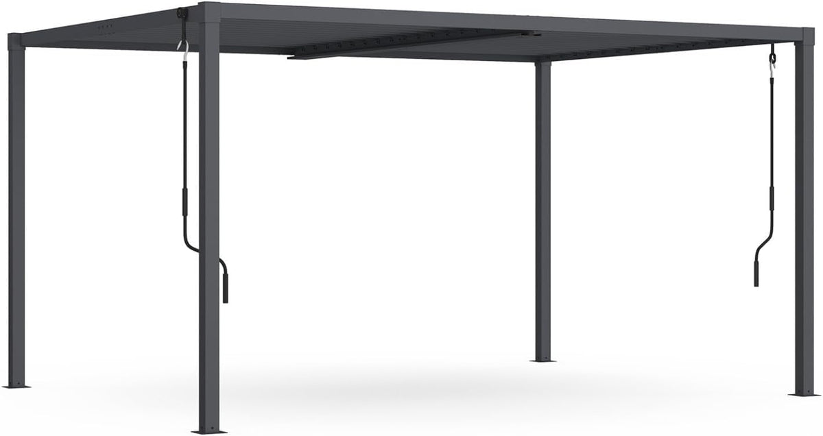 Pérgolas, 3 × 4 m, aluminio, gris, IDMarket, Pergola bioclimática cuchillas orientables 3 x 4 m