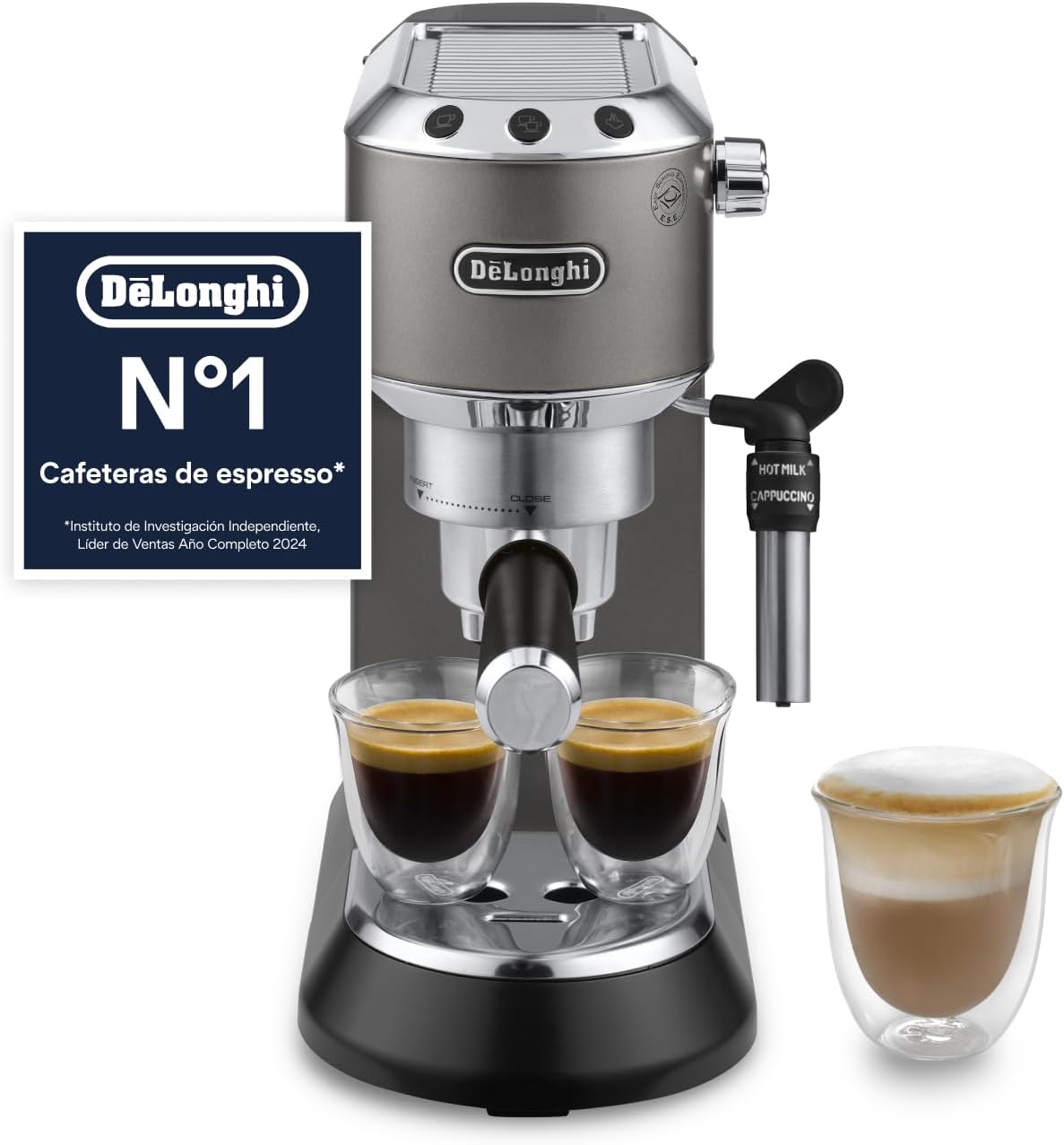 cafetera, 15 cm, De'Longhi, Dedica Style - Espresso Manual con Espumador Manual