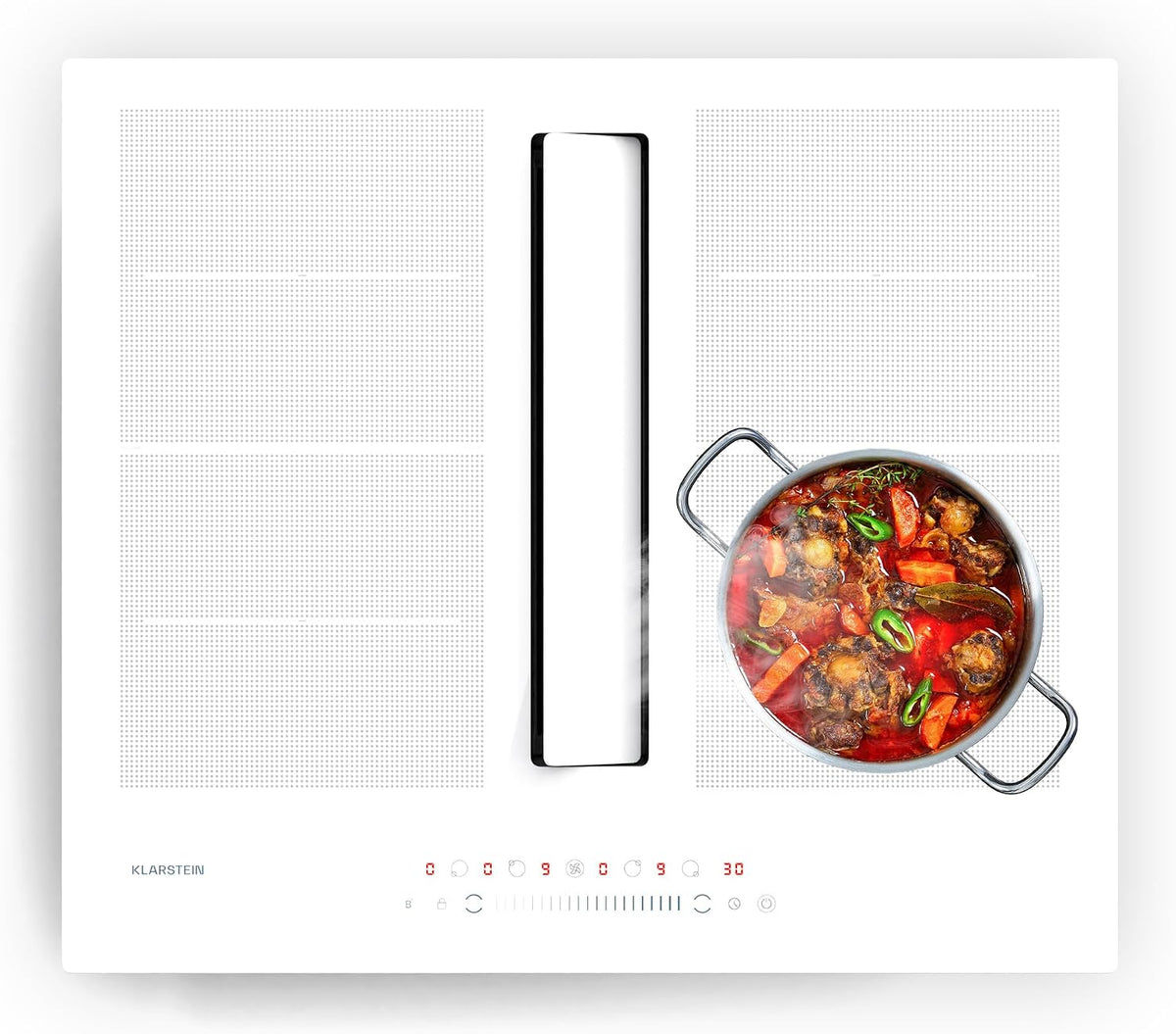 Klarstein placa de inducción, 60 × 30 × 52 cm, 7200W, 8400W, acero inoxidable, Boost 8400W, 590 m3/h