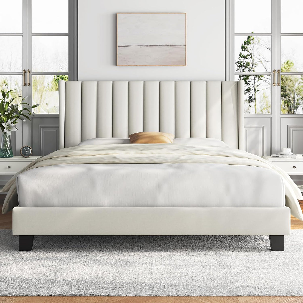 cama, 160 × 200cm, beige, Yaheetech