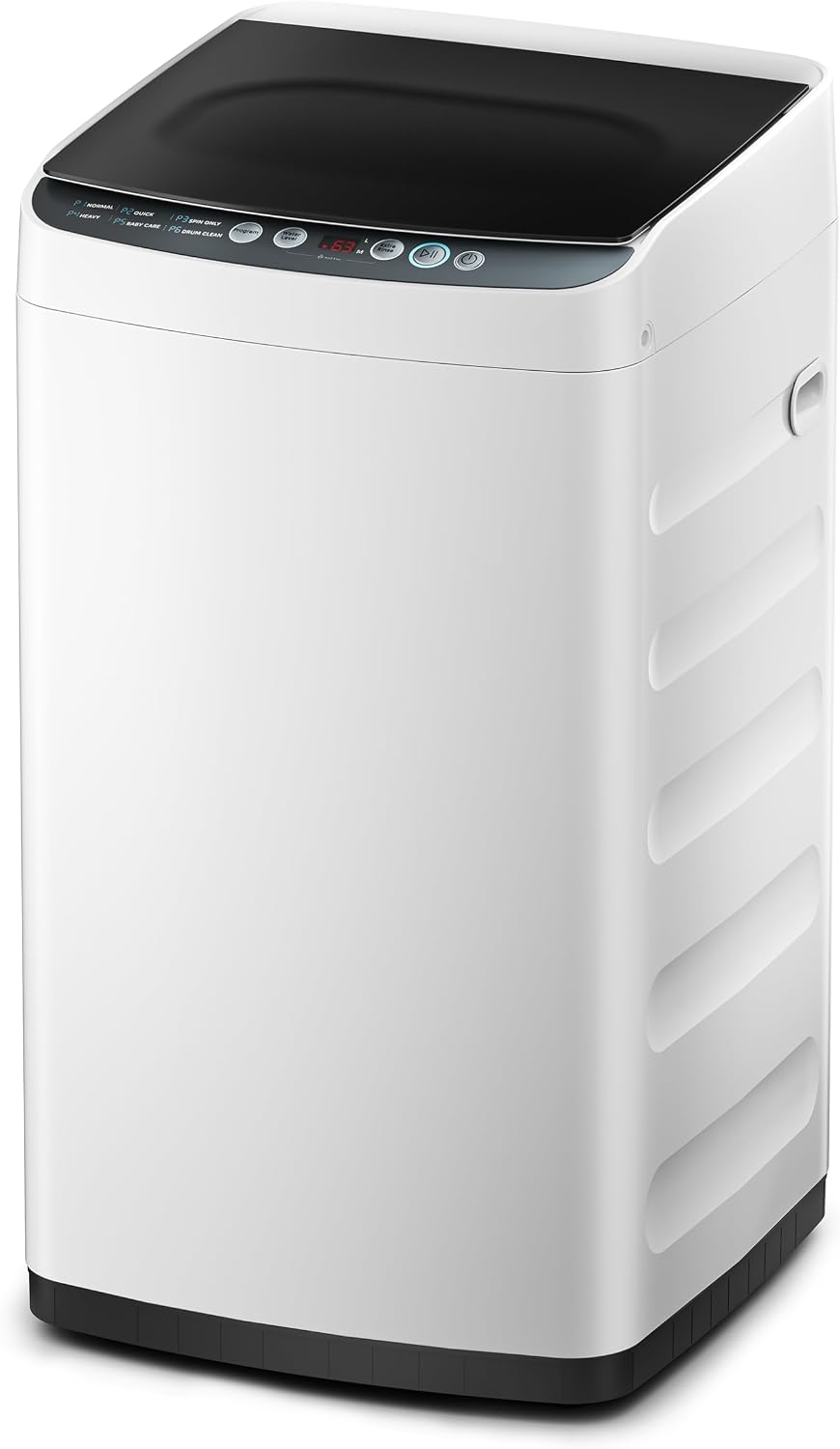 lavadora MLTW09M1BWW, con iluminación LED, acero inoxidable, blanco, Midea, 0.9 pies cúbicos
