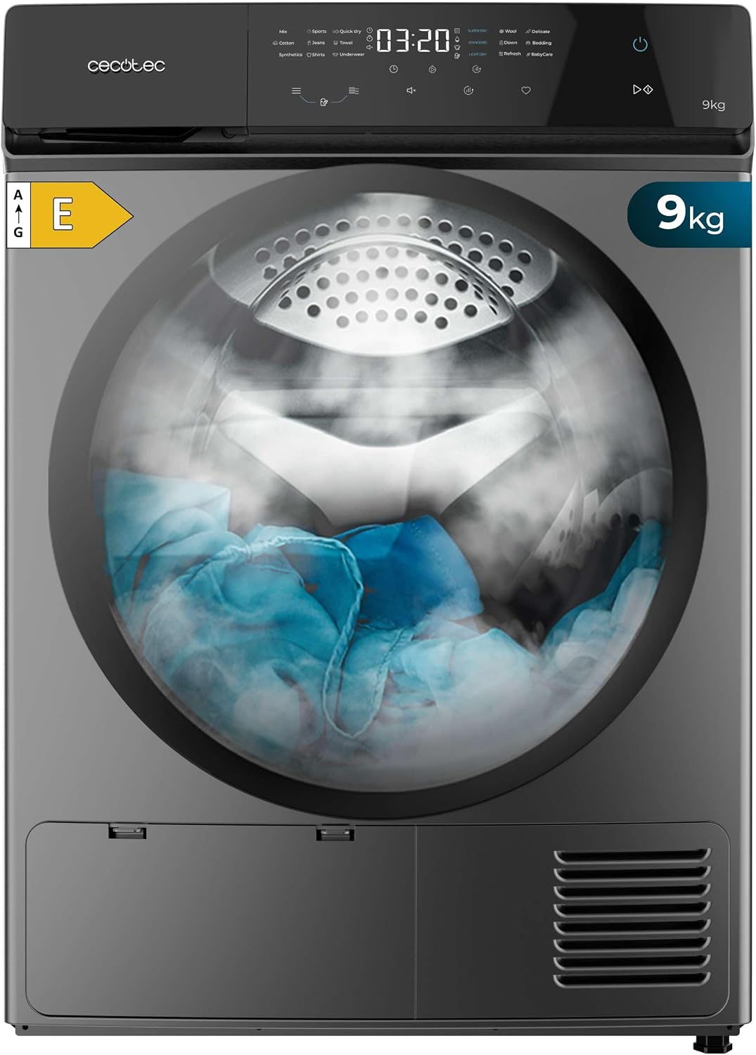 Secadoras con bomba de calor, acero, Cecotec, 15 Programas