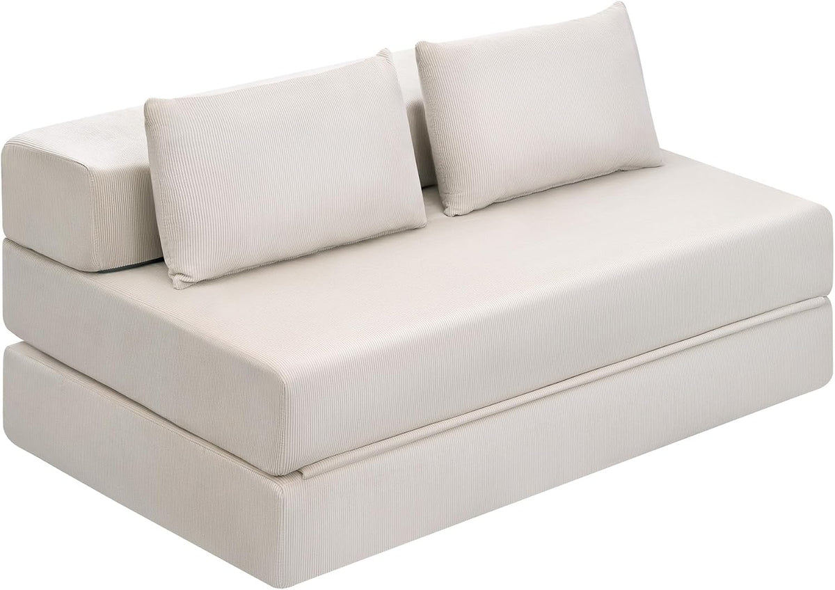 sofá, 21 cm, plegable, beige, EUGAD, Puff Cama Plegable para 2-3 Personas