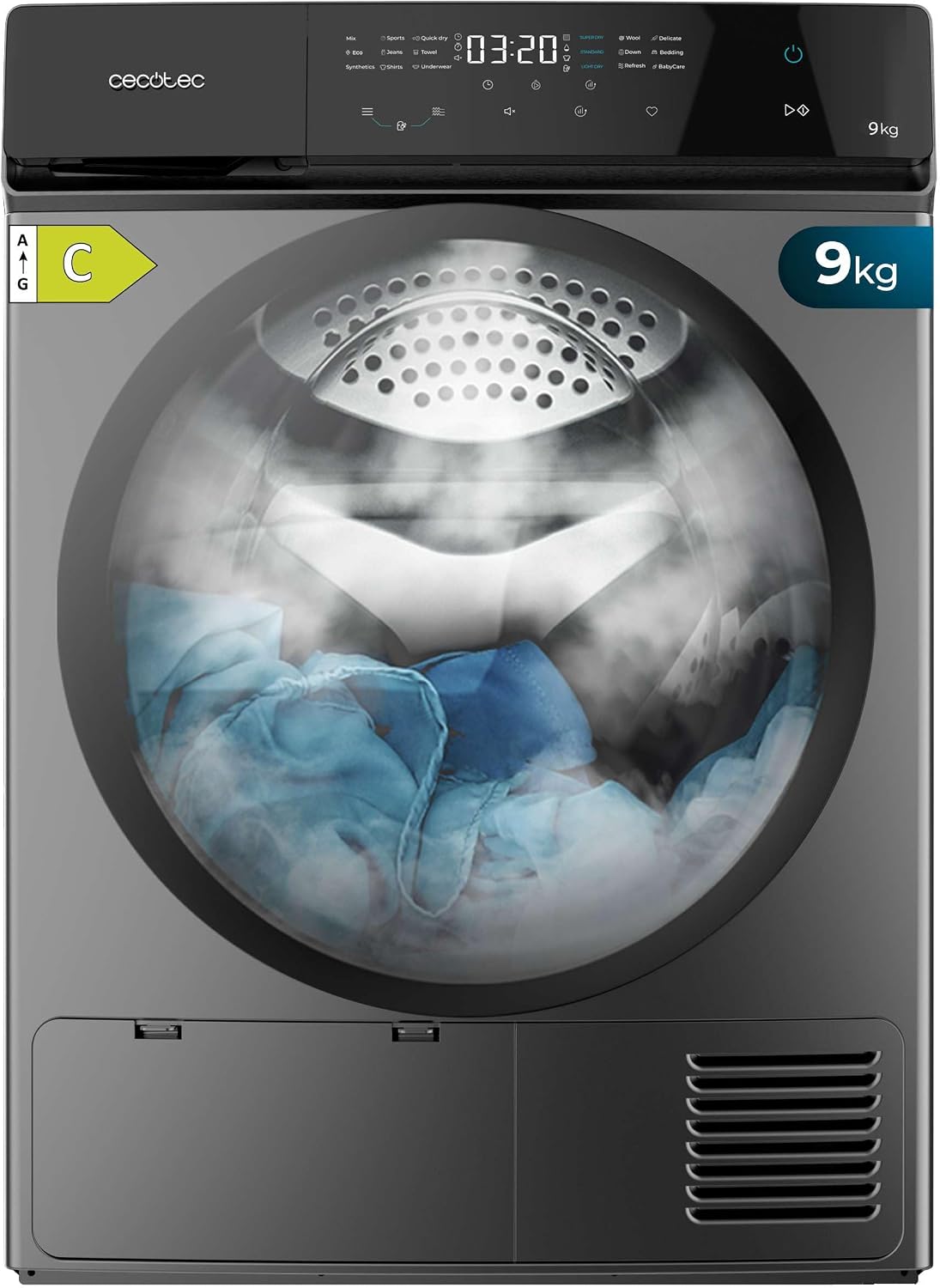 Secadoras con bomba de calor, 9kg, Cecotec, 15 programas