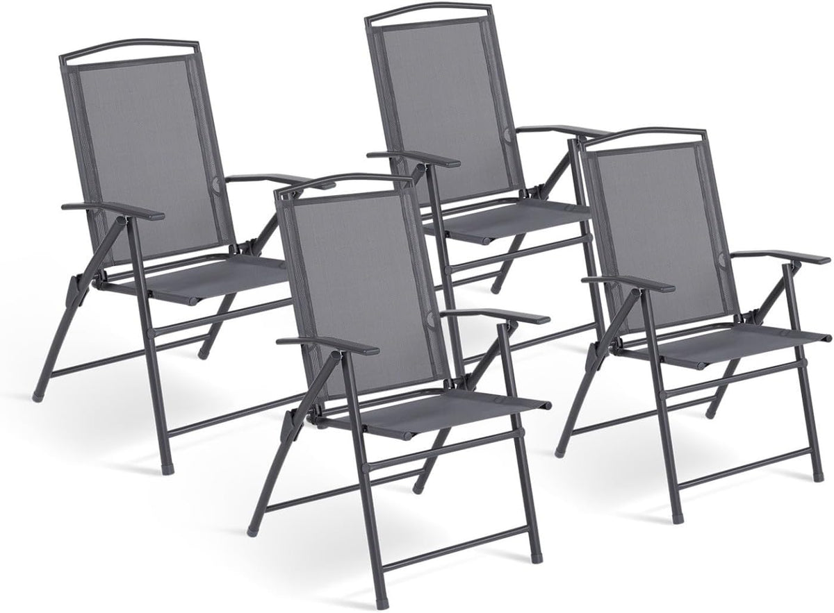 silla, 55 cm, plegable, metal, gris, para el jardín, IDMarket