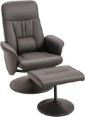 HOMCOM sillón, cuero, marrón, Relax Reclinable con Reposapiés Cuero Sintético Marrón