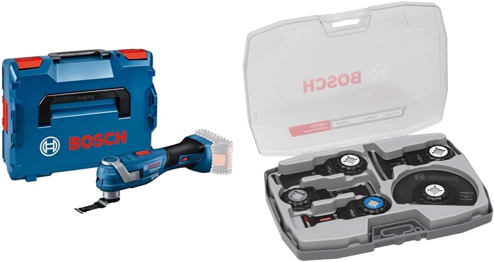 Bosch herramienta, 180 mm, 18V, sin escobillas, inalámbrico, empuñadura estrecha 180 mm, incl. 1 hoja de sierra, sin batería/cargador) + Cutting Set