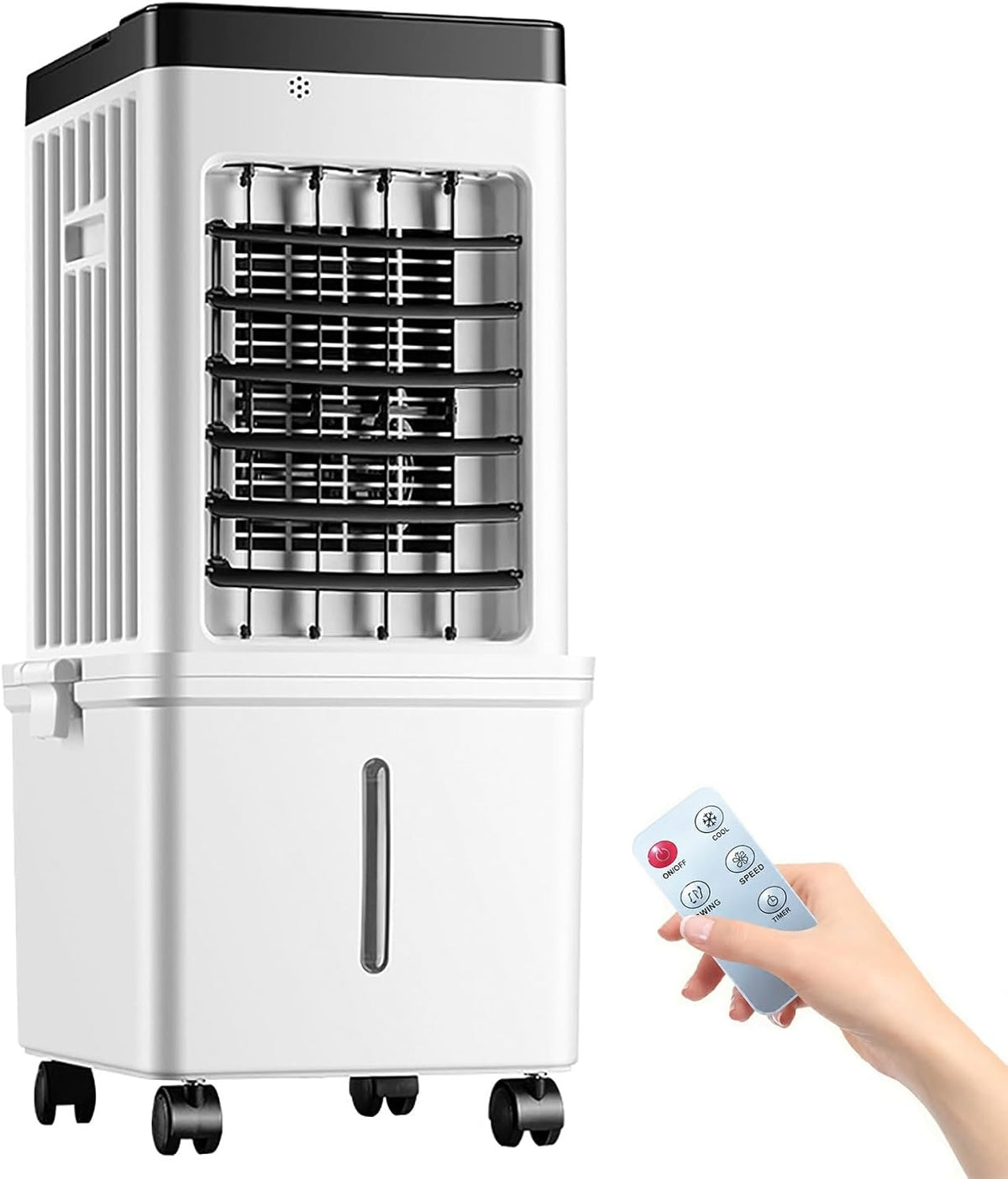 aire acondicionado, 15L, Enfriador de Pantano de 15L con Control Remoto, Oscilación de 90°, Temporizador de 7.5H