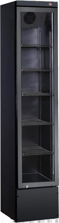 frigorífico GSC2133B-NC, 29 × 35.5 × 2.2 cm, 166L, con iluminación LED, regulable, con estantes, vidrio, negro, METRO Professional