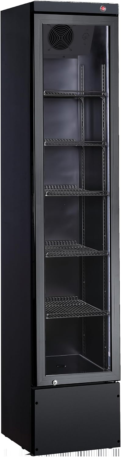 frigorífico GSC2133B-NC, 29 × 35.5 × 2.2 cm, 166L, con iluminación LED, regulable, con estantes, vidrio, negro, METRO Professional