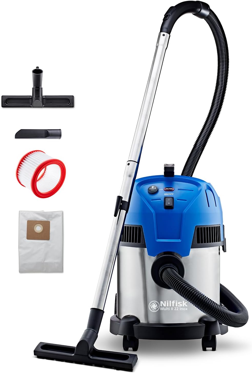 aspirador, 22L, 1200 W, acero inoxidable, Nilfisk